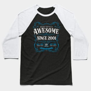 19th Birthday Gift T-Shirt Awesome Since 2001 Baseball T-Shirt